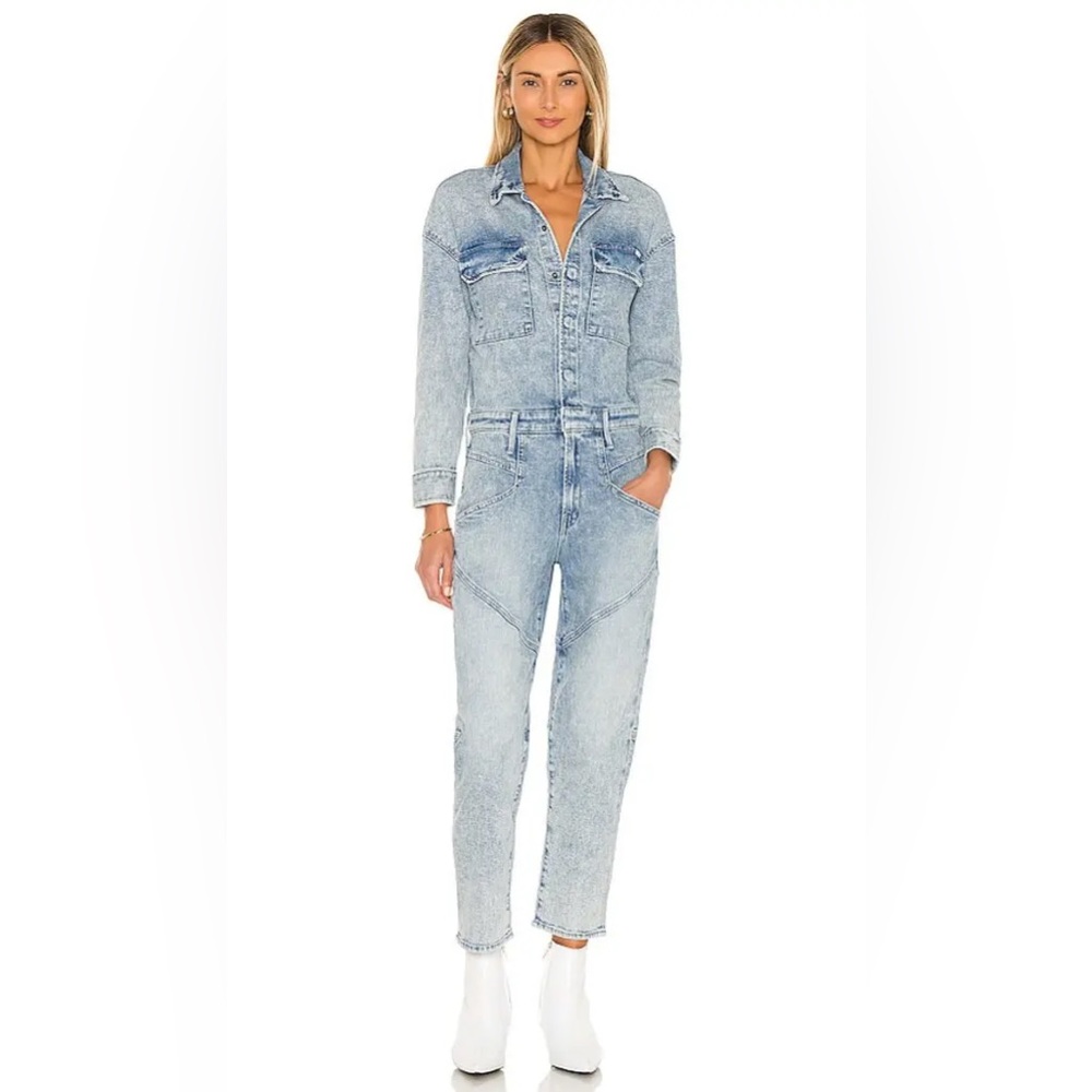 MOTHER The All-In-One Breaker Ankle Jumpsuit in Blue. Size Small.